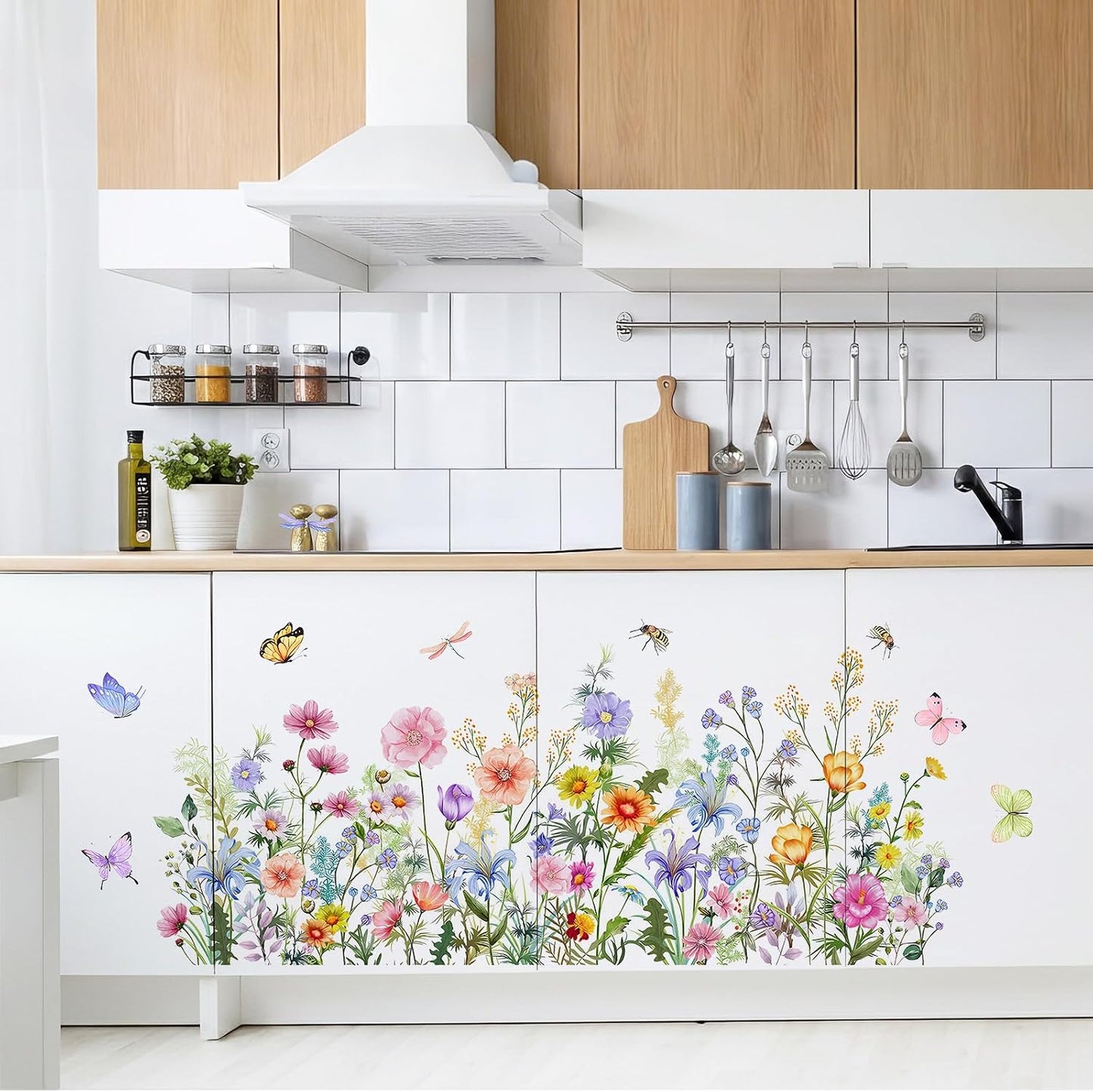 Watercolor Wildflower Butterfly Wall Decals Peel Stick Room Decor BST326L