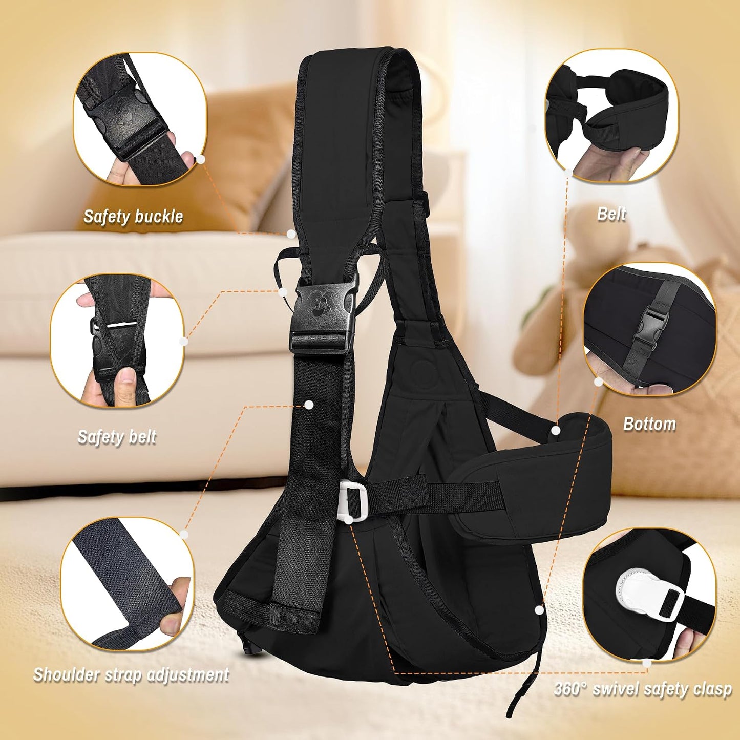 Baby Carrier Newborn to Toddler,Adjustable & Lightweight Baby Sling Carrier,Toddler Carrier 25-60 lbs,Ideal for Home,Shopping,and Travel WN420