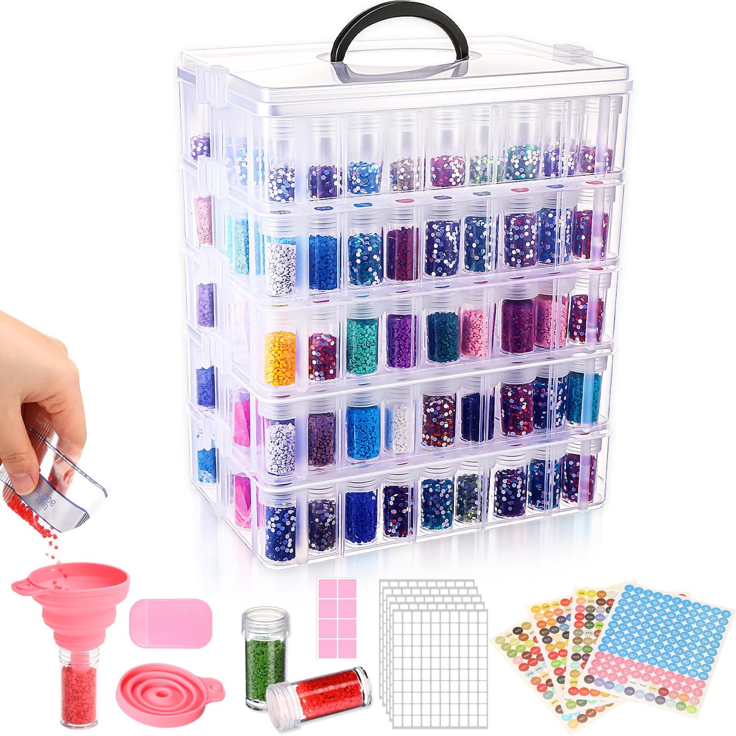 Willinglong 4 Tier Diamond Painting Storage Containers with 208 Grids RD3