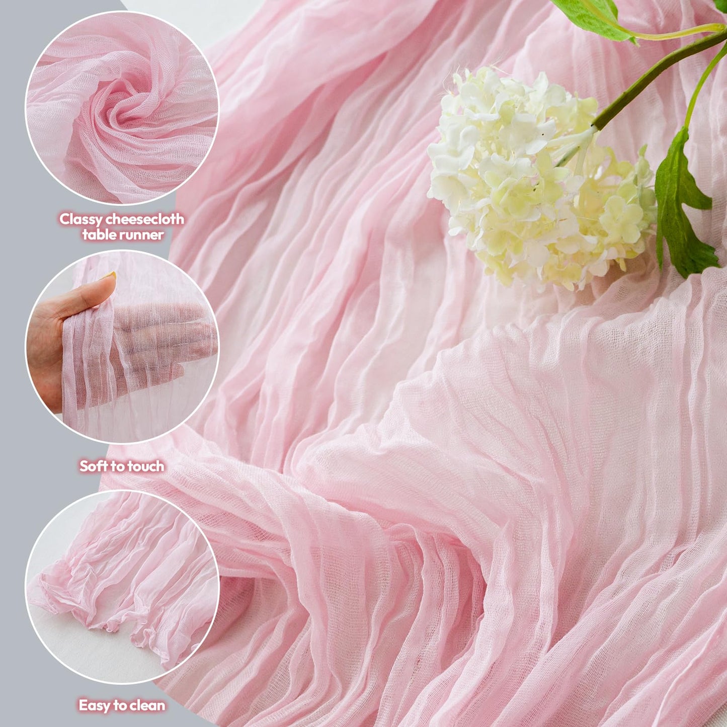 Dusty Blue Cheesecloth Table Runner Fall Autumn Decor 10ft Table Cloth for Wedding Party Baby Bridal Shower Birthday Halloween Thanksgiving Decoration BST326L