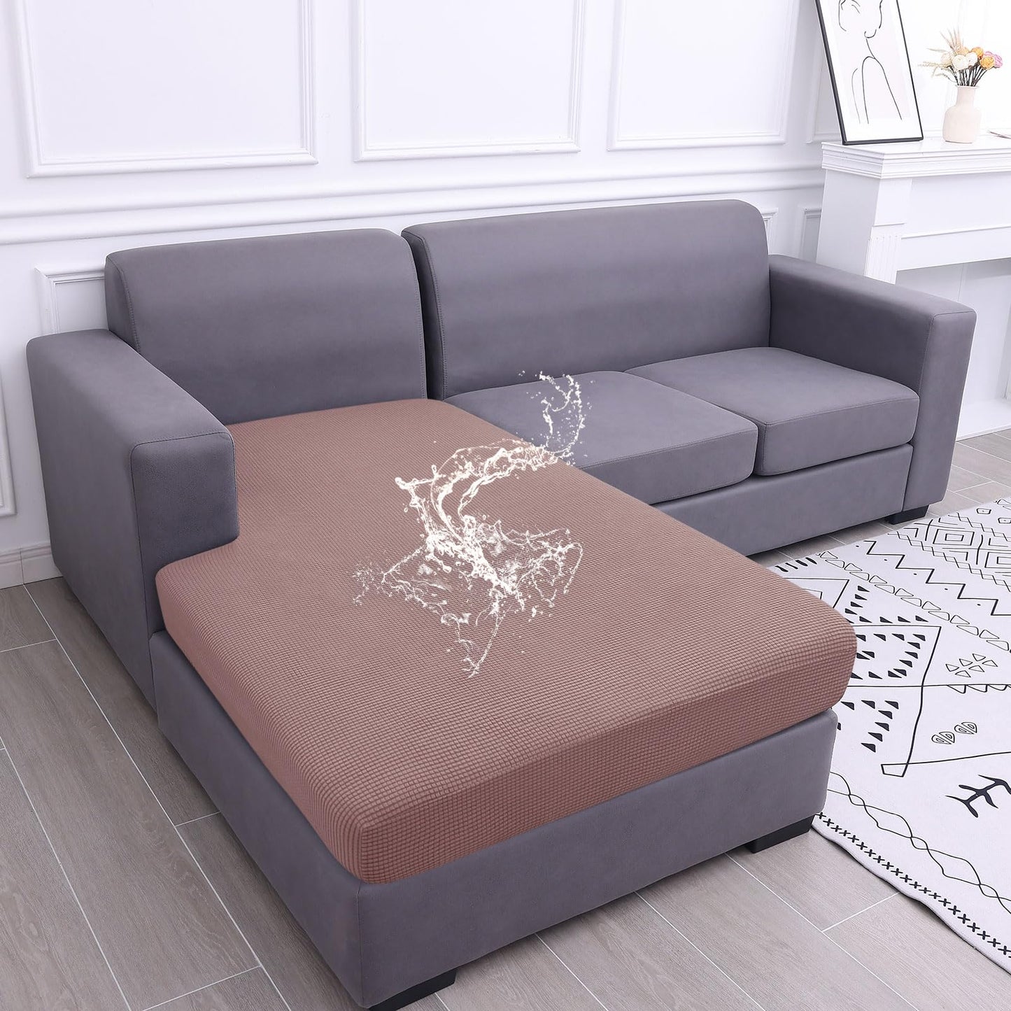Waterproof Couch Cushion Covers for Pets, Non Slip Sofa Seat Cover | Stretch Jacquard Fabric, Elastic Bottom, Non Slip Fit, Waterproof Protection, Pet Hair Protection (1 Piece for Backrest M) BST202