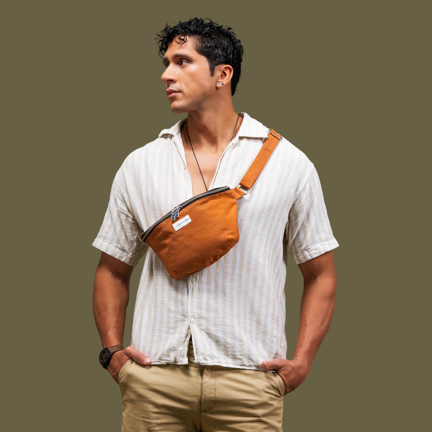 The Peacock Crew Spacious Leopard Print Crossbody Belt Bag in Cotton Canvas – Lightweight Comfortable & Elegant Sling Pouch Travel Safe Design & Daily Use – Dual Zippers Fanny Pack for Men & Women BST220