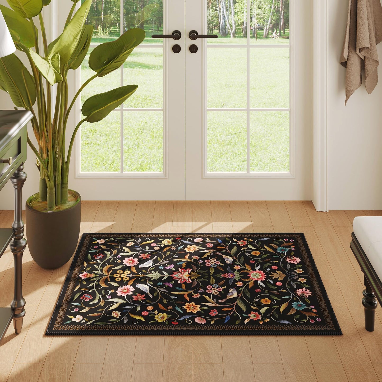 Vintage Medallion Floral Kitchen Runner 2x6, Machine Washable Rug, Soft Low Pile, Non-Slip Carpet for Hallways, Laundry, Bedroom, Bathroom, Entryway | Pink BST220