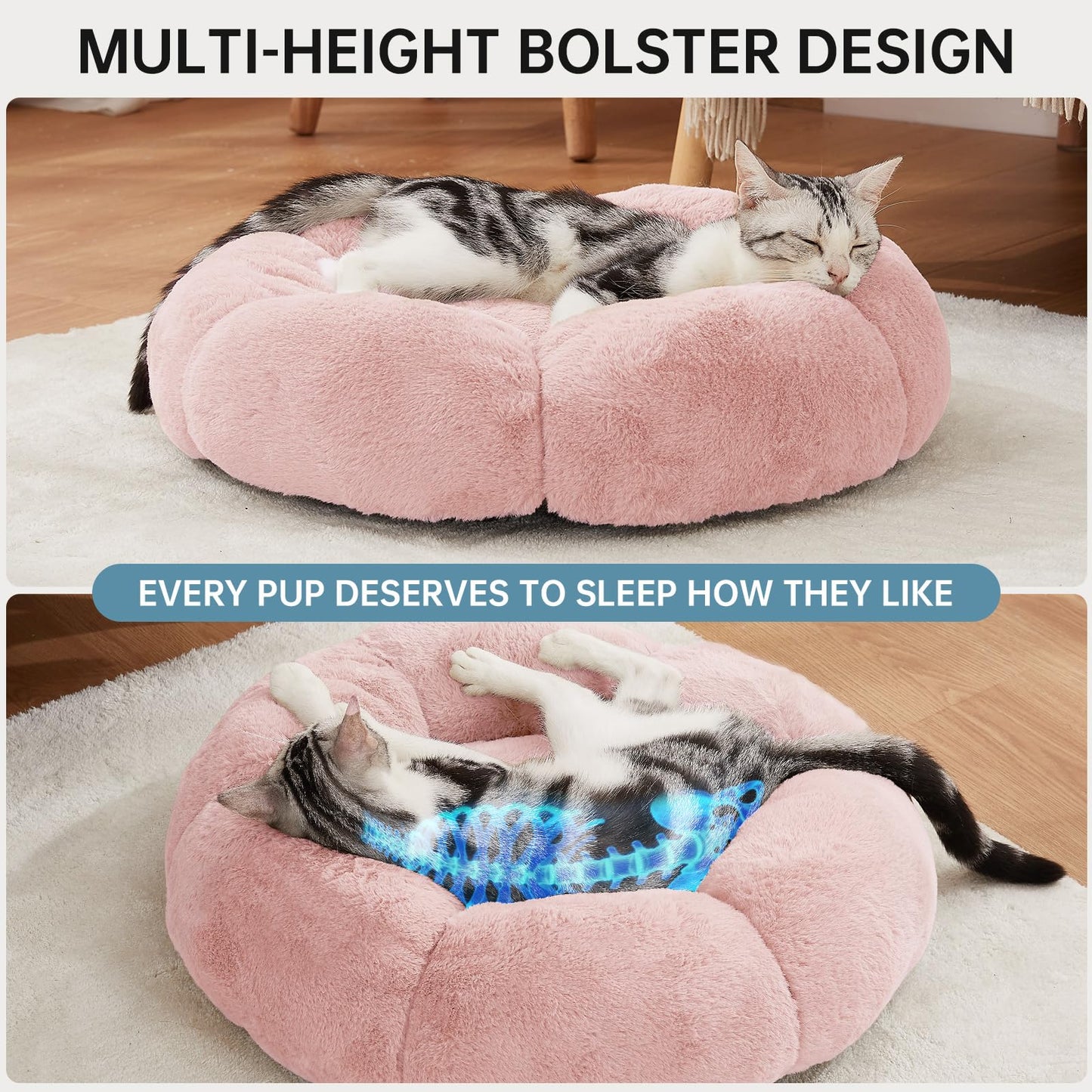 OhGeni 20 inches Calming Donut Dog & Cat Bed for Small Pets N28