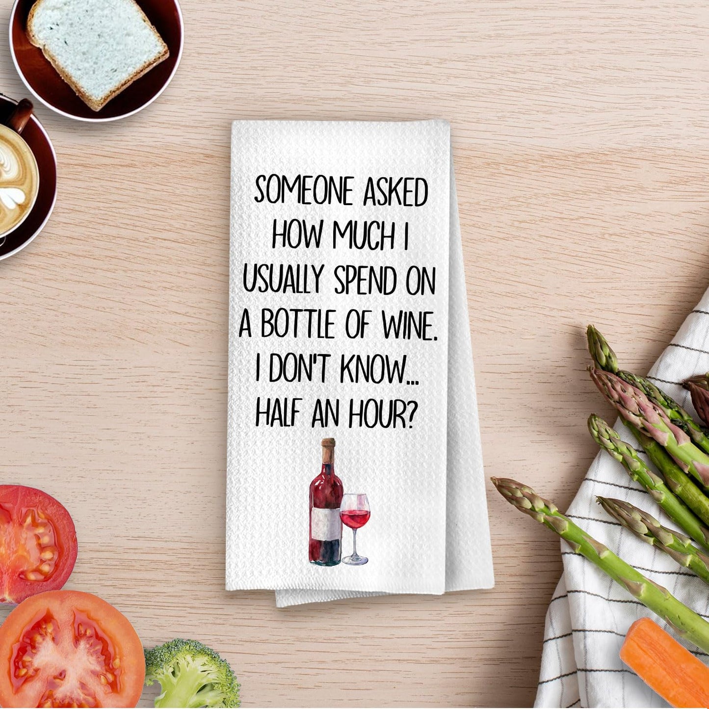 Funny Wine Kitchen Decor - Wine Gifts Waffle Dish Towels for Kitchen, Hostess Gifts Hand Towels, Housewarming Gift Tea Towel, 16x24 Inch BST220