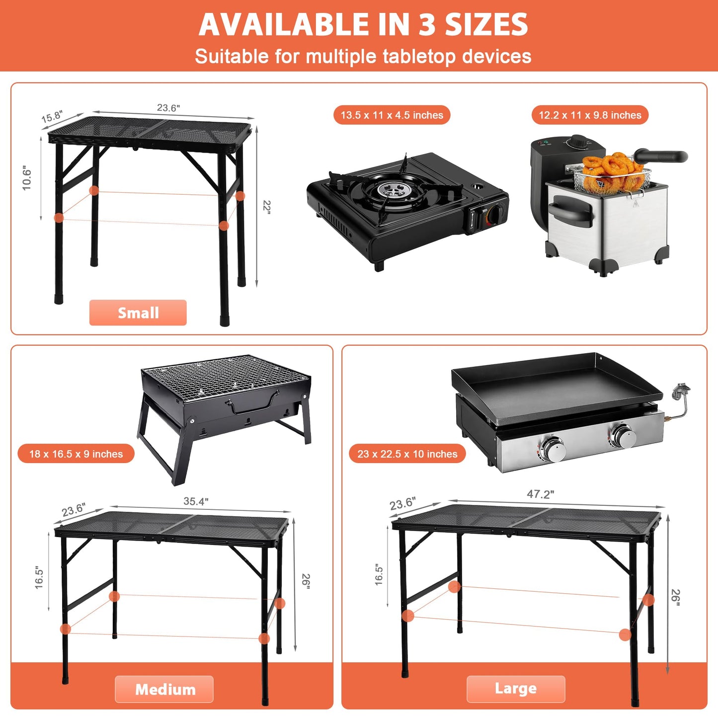 GREGIN Camping Table with Mesh Desktop, Lightweight & Portable Folding Grill Table N27