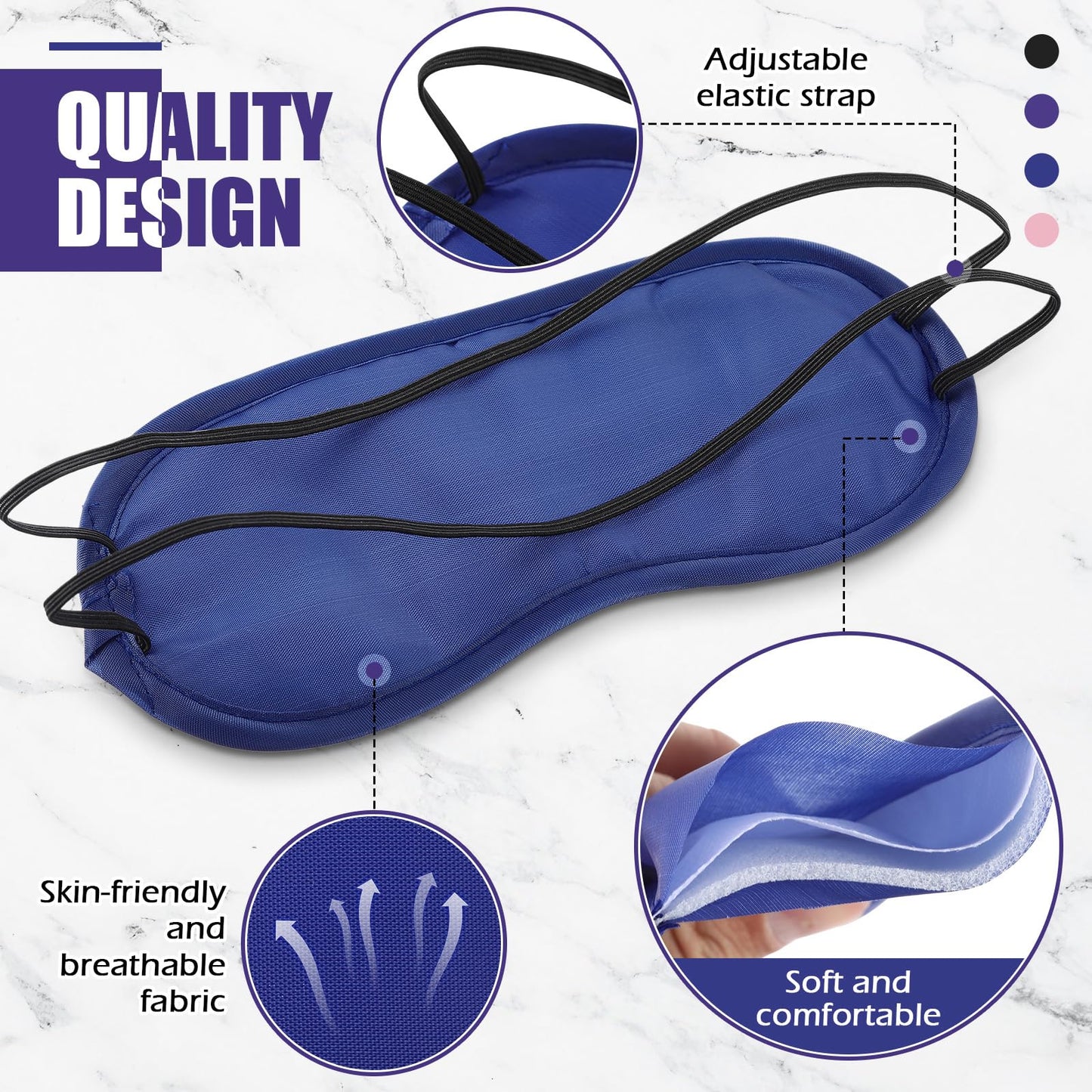 Tarpop 200 Pcs Eye Mask Sleeping Blindfold Eye Cover with Adjustable Strap for Games Party Team Building Travel Individually Wrapped Sleep Mask for Women Men (Blue)