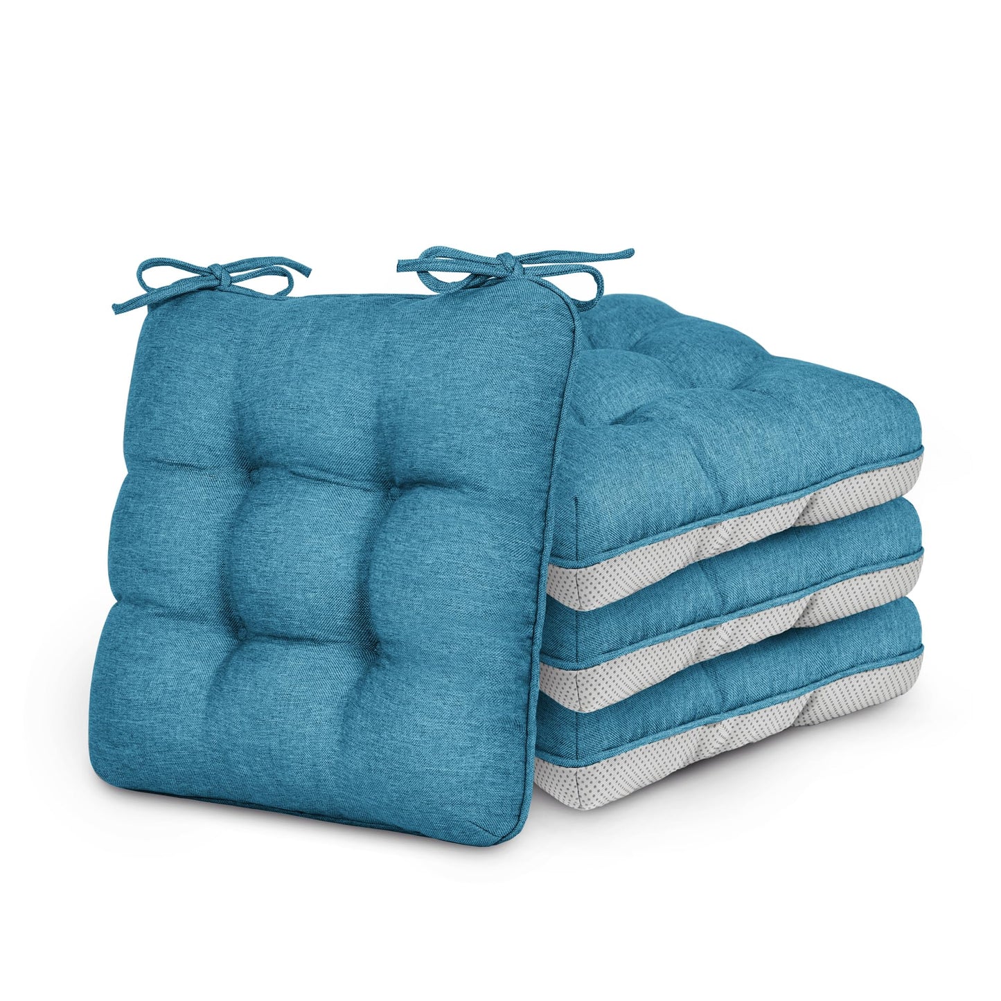 Love's cabin Memory Foam Chair Cushions Set of 4, 15.5"x15.5"x3.5" Indoor & Outdoor Seat Pads for Dining, Kitchen, Office, Patio Chairs - Green BST220