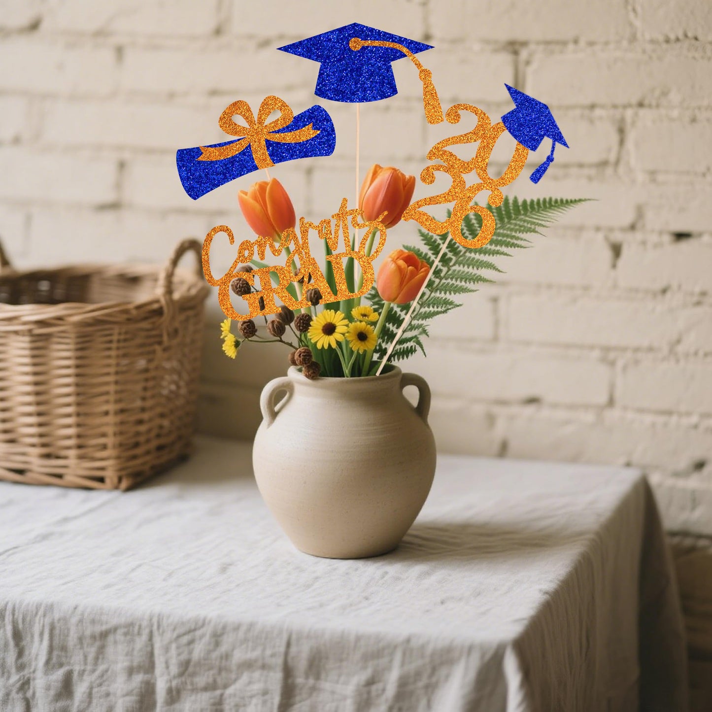 Graduation Centerpieces Class of 2026, 16 PCS Red Blue Double-Sided Table Toppers, Congrats Grad Party Decorations Supplies (Set of 4 Designs) WN420