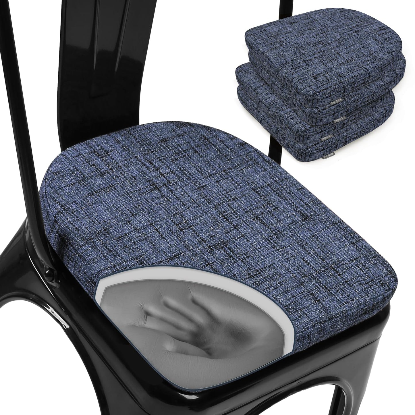 SINOSSO Memory Foam Bar Stool Cushions 4 Pcs, Modern Interwoven Style Magnetic Small Chair Pads Use for Cafe Bistro Stackable Metal Stool (Square, Red, 4) BST220