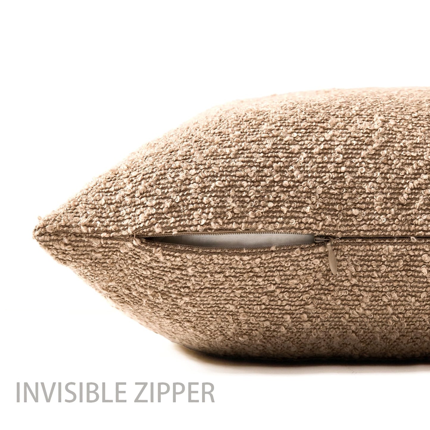 18x18 Boucle Throw Pillow Covers, Set of 2, Camel BST202