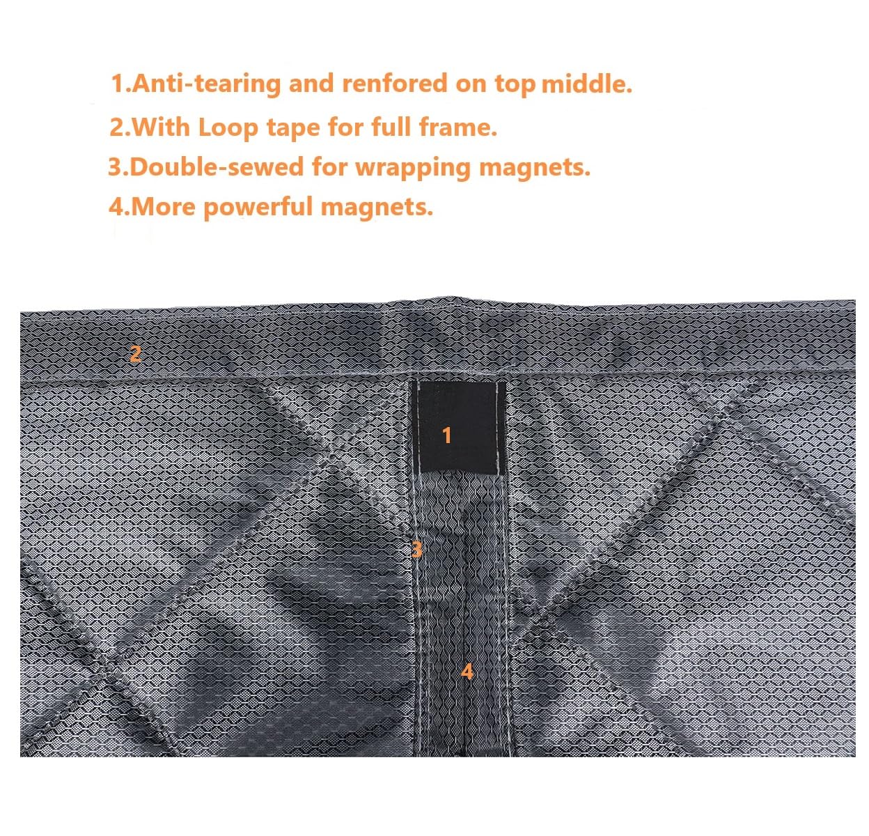 Thermal Door Curtain Fits Doors Size 38"x80"，Curtain Size 41"x82", Magnetic Insulated Curtain Side Open Keep Warm in Winter Cool in Summer,Diamond Pattern,Gray WN420