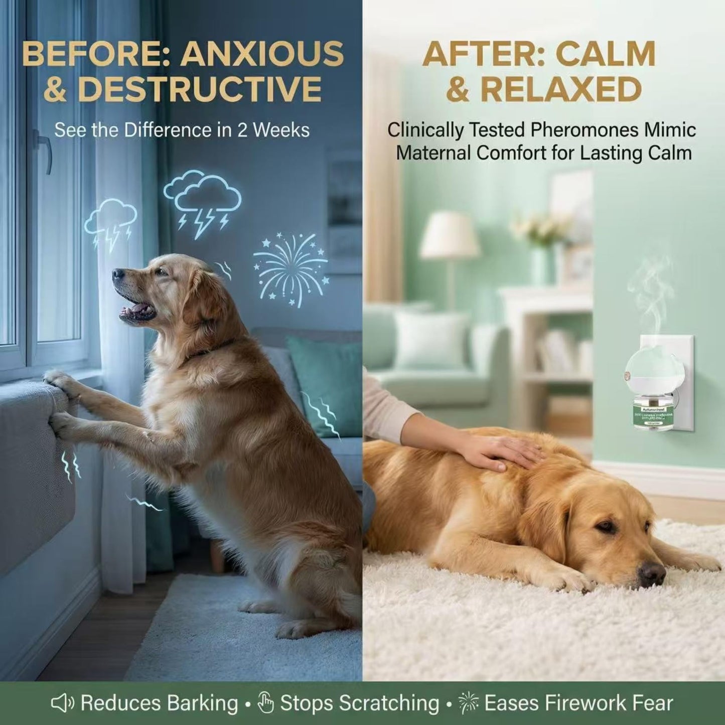 8-in-1 Dog Calming Pheromone Diffuser Kit – Pet Stress Support (2 Plug-Ins & 6x48ml Refills), Calming Diffuser for Dog During Thunderstorms, Travel, Separation, Fireworks & Vet Visits, 180-Day Supply WN420