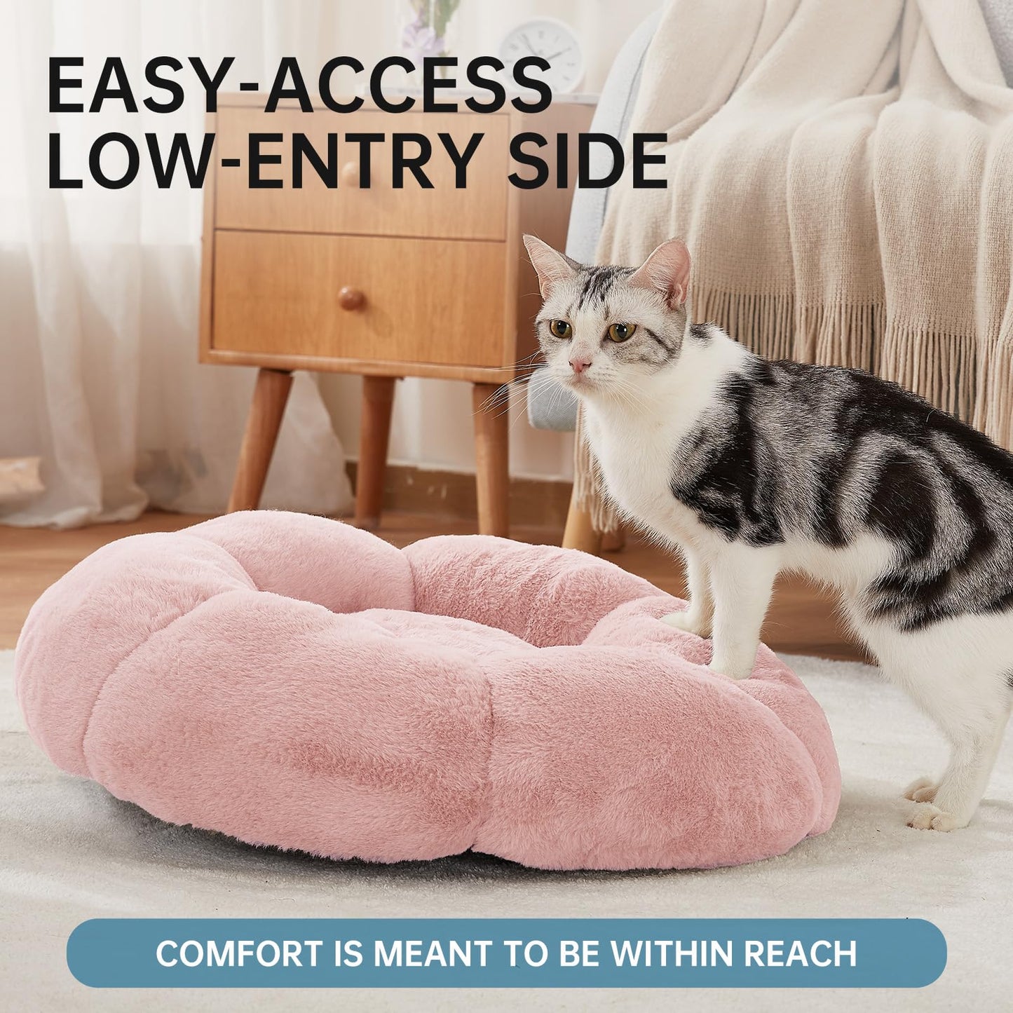 OhGeni 20 inches Calming Donut Dog & Cat Bed for Small Pets N28