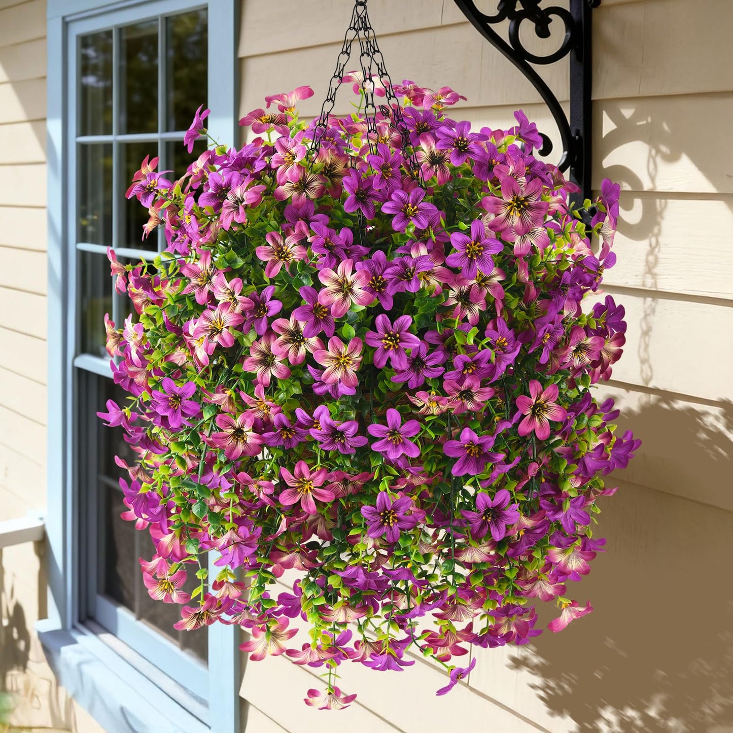 Artificial Flowers for Outdoor Faux Flowers for Plant Pot Spring Decoration | 2 Pcs Faux Hanging Plants UV Resistant Look Real Outside Home Garden Porch Patio Entrance Courtyard Decor BST326H
