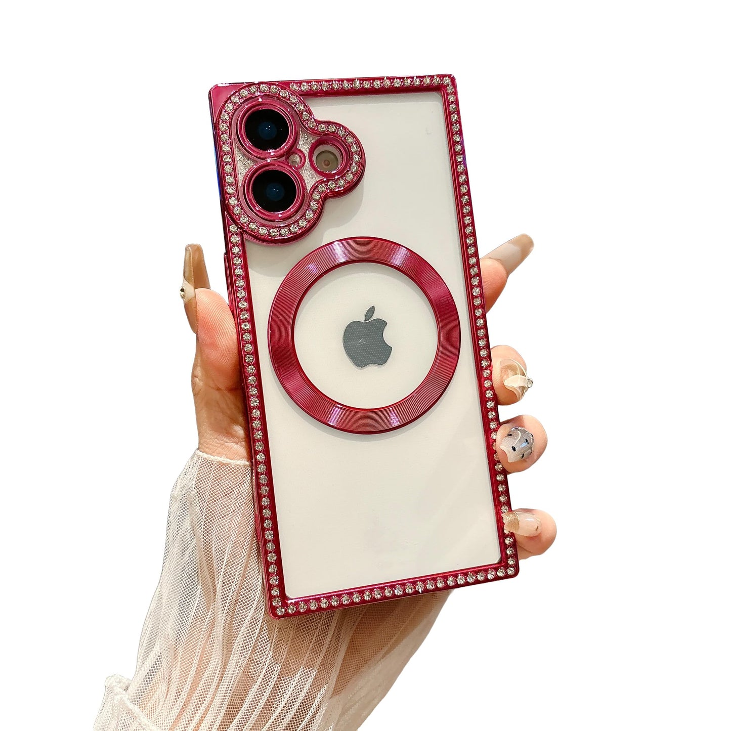 Owncase Magnetic for iPhone 13 Pro Case, Compatible with Magsafe, Crystal Diamonds Glitter Electroplated Edge Soft TPU Clear Phone Case for Women Girls, Gold WN420