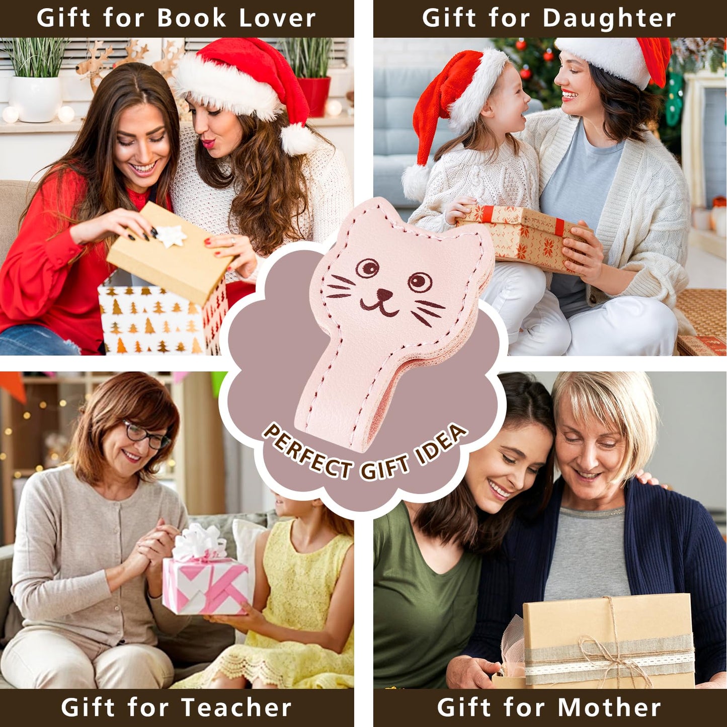 Zkptops Magnetic Leather Bookmarks Cute Cat Book Markers for Reading Women Men Strong Magnet Bookmark Clips Page Mark Unique Books Accessories Gifts for Book Lovers Teachers Students Reader (Brown) BST326L