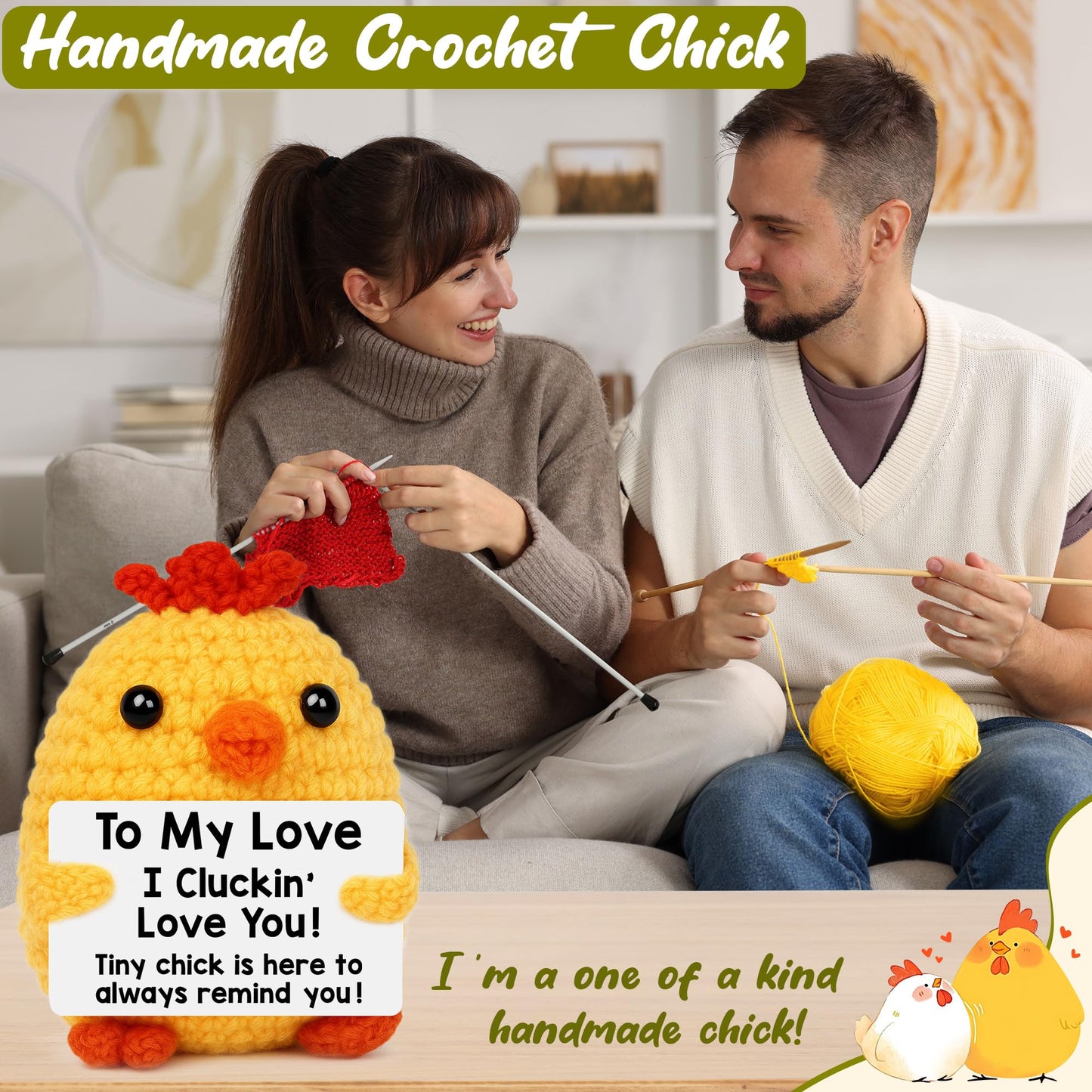 Grandma Birthday Gifts from Grandkids, New Grandma Grandmother I Love You Gift, Grandparents Day Gifts for Grandmas Grandmother Nana Gigi, Christmas Stocking Stuffers Funny Handmade Crochet Chicken BST220