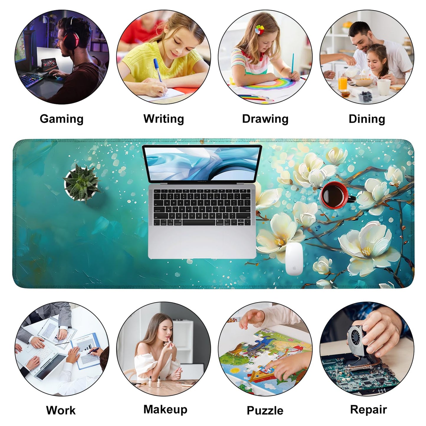 Mouse Pad Gaming Mousepad 31.5 x 11.8in Large Mouse Pad for Keyboard and Mouse with Anti-Slip Rubber Base, Keyboard Pad XL Mouse Mat for Home and Office,Snowy Forest WN420