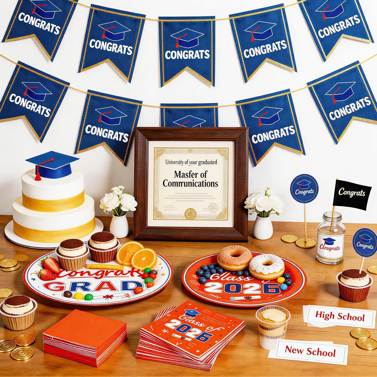 2026 Graduation Plates and Napkins, 320 PCS, Serves 80 | Disposable Class of 2026 tableware set for graduation parties, ceremonies and school celebrations BST202