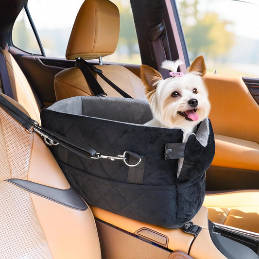 Center Console Dog Car Seats for Small Dogs Cats with Adjustable Safety Belt Multipurpose Pet Booster Seat for Car,Travel,Shopping,Camping with Your Furry Friends WN420