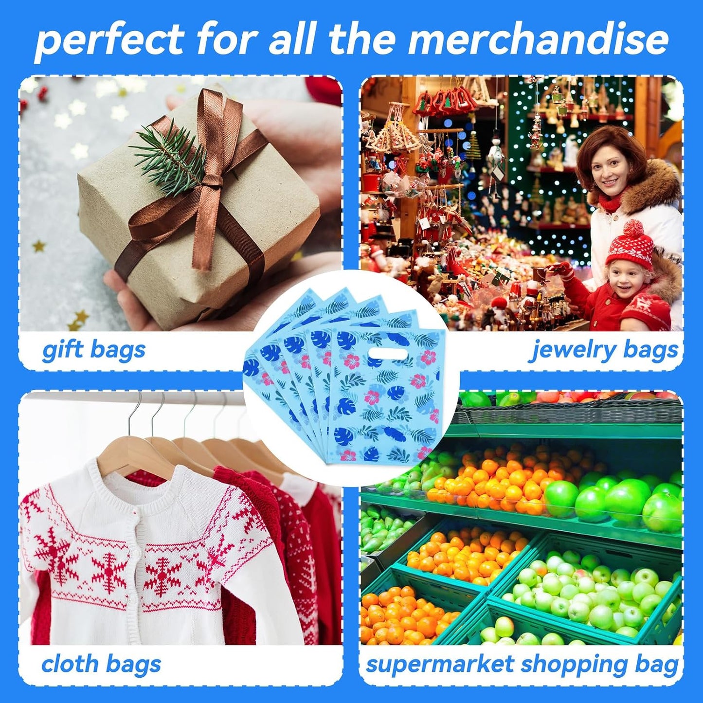 Sadnyy 100 Pcs Plastic Hawaiian Goodie Bags 8 x 10 Inch Cute Cartoon Hawaii Party Favor Bag Cartoon Theme Luau Pouches Floral Hibiscus Luau Welcome Pouches for Summer Party Favor BST220