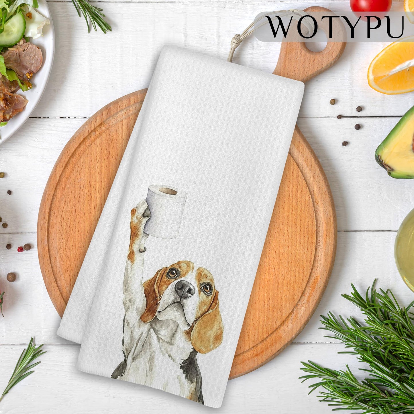 Beagle Gift Kitchen Towels, Beagle Lover Gifts Dish Tea Towel for Kitchen Decor, Funny Western Dog Hand Towels for Bathroom Decor, 16x24 Inch BST326L