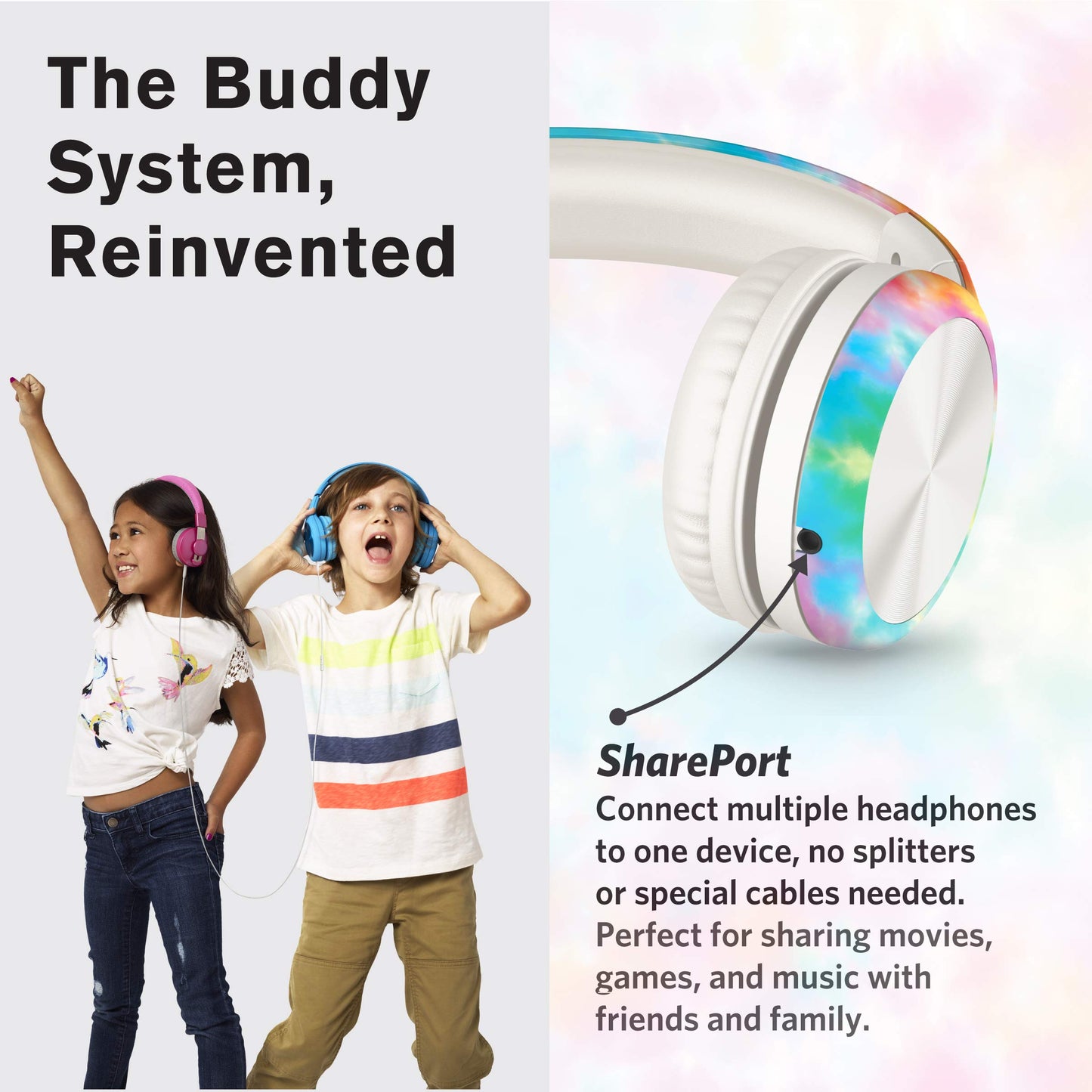 LilGadgets Connect+ Pro Wired Kids Headphones for School with Microphone, Volume Limiting Over-Ear Headset with Cord, SharePort Technology & SoftTouch Padding, Blue