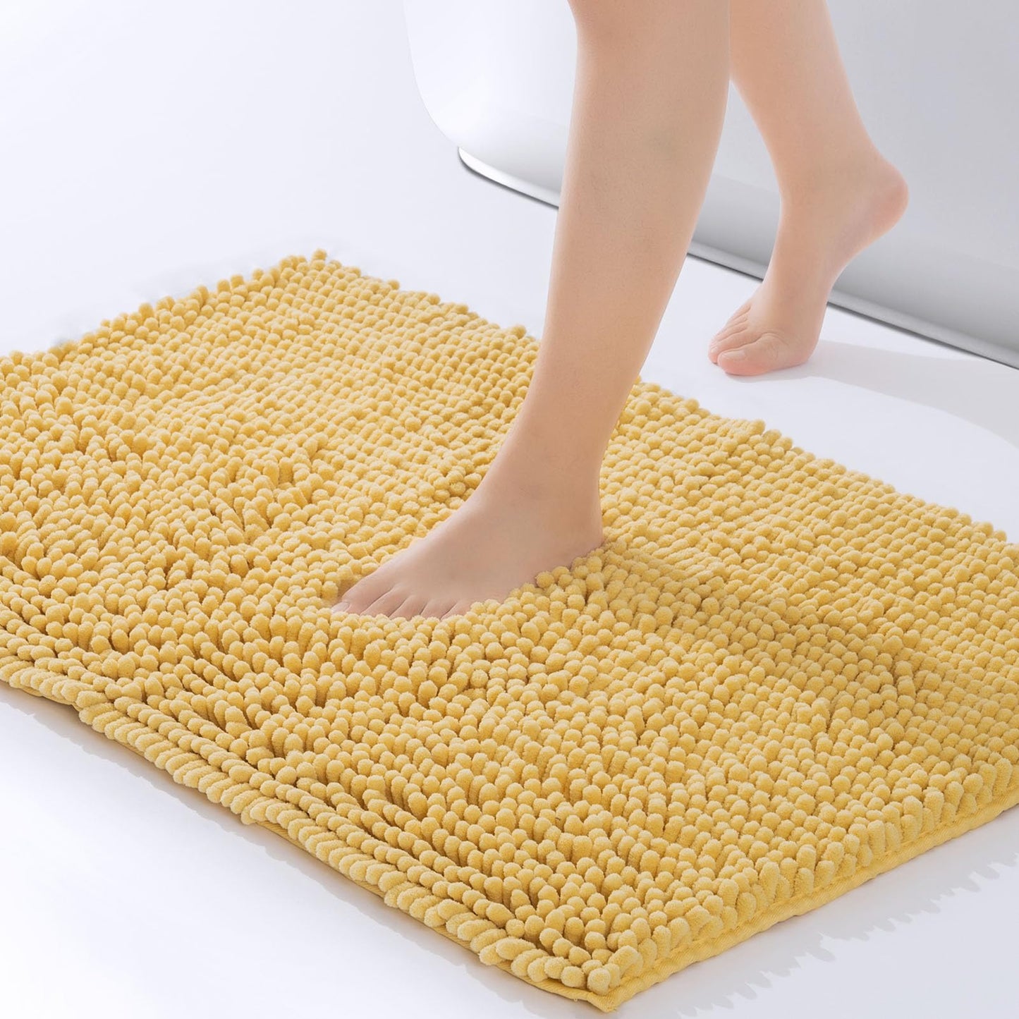 FRESHMINT Chenille Bathroom Rugs Mat 24"x17", Non-Slip Bath Mat for Bathroom Floor & Bathtub, Washable Soft Shower Shag Bath Rugs, Fluffy Thick Water Absorbent Microfiber Shower Mat, Sage Green BST220