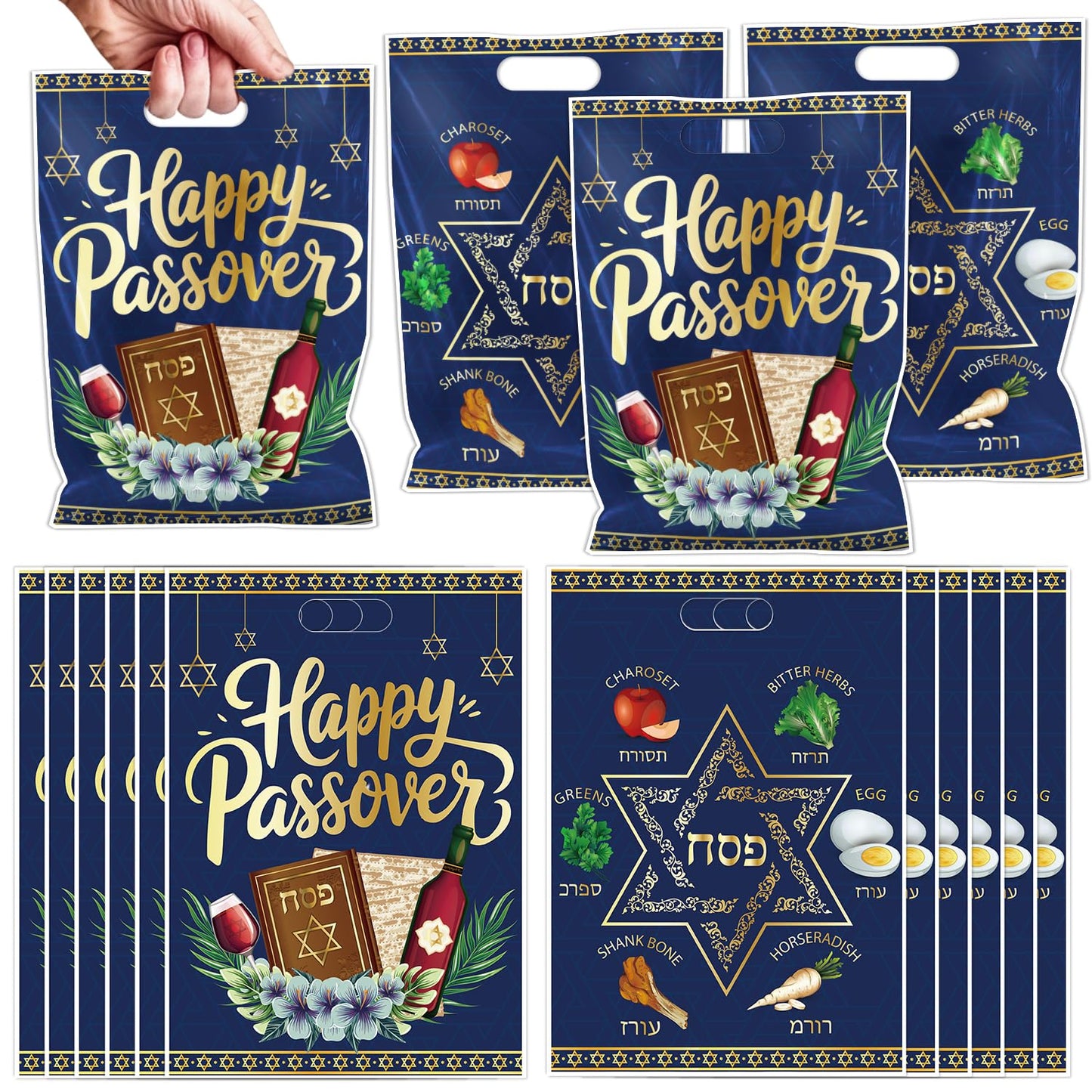 Falueqg Hibachi Party Decorations - 50 Pcs Hibachi Japanese Goodie Candy Gift Bags Fans Cherry Blossom Patterns Party Favors for Chinese Japanese Birthday Baby Shower Decor BST326H