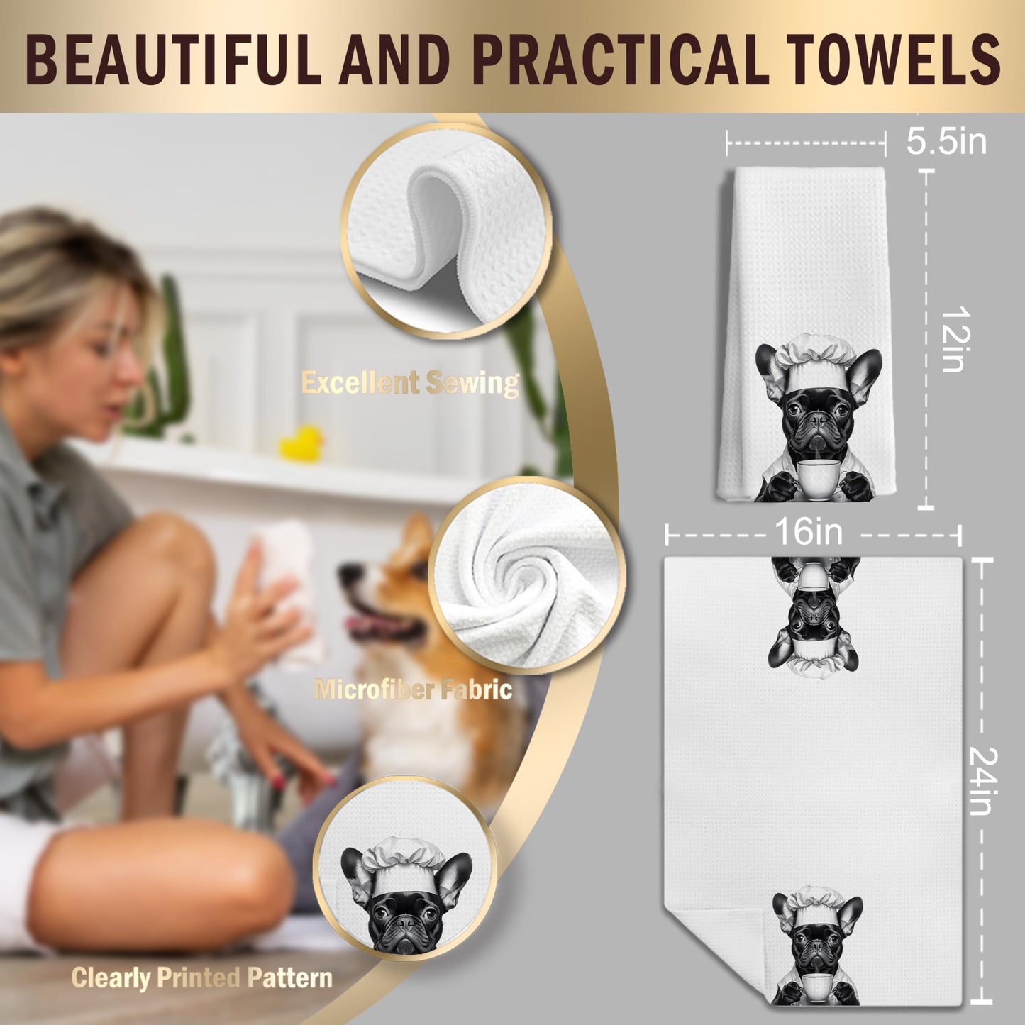 Funny Black Labrador Retriever Kitchen Towels, Black Lab Gifts Dish Tea Towels for Kitchen Decor, Gifts for Labrador Dog Lovers Hand Towels, 16x24 Inches BST202
