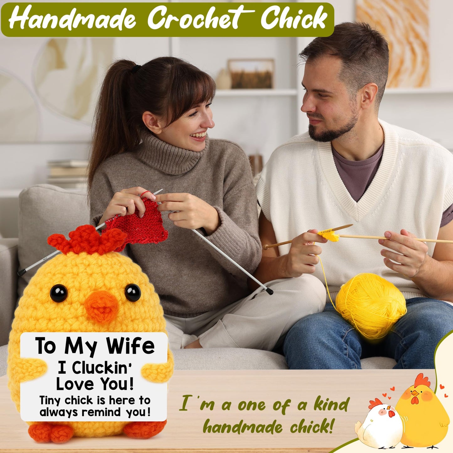 Grandma Birthday Gifts from Grandkids, New Grandma Grandmother I Love You Gift, Grandparents Day Gifts for Grandmas Grandmother Nana Gigi, Christmas Stocking Stuffers Funny Handmade Crochet Chicken BST220