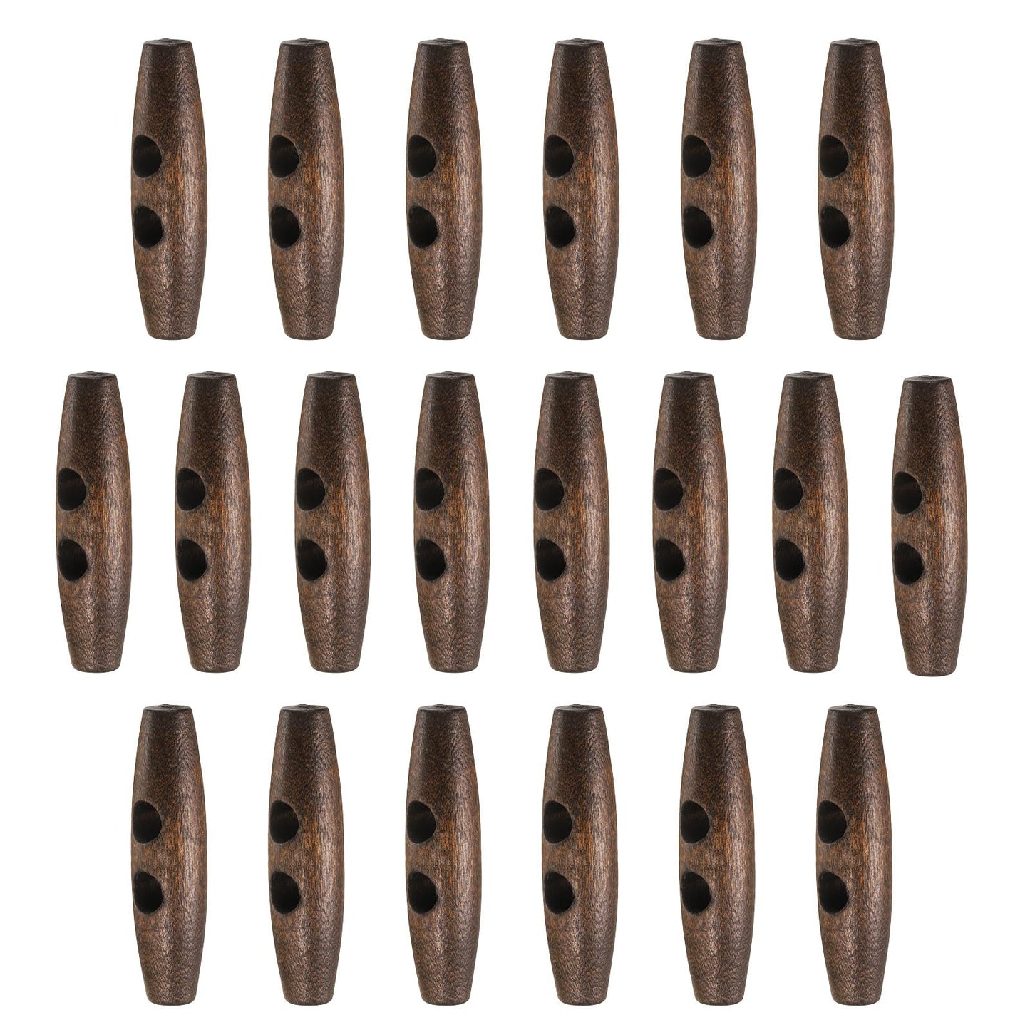 HARFINGTON 60mm / 2.4" Wooden Toggle Buttons 20pcs 2-Hole, Maroon | Wood Olive Sewing Buttons Horn Oval Buttons Sewing Accessories for Coat Sweaters Clothing DIY Craft BST326L