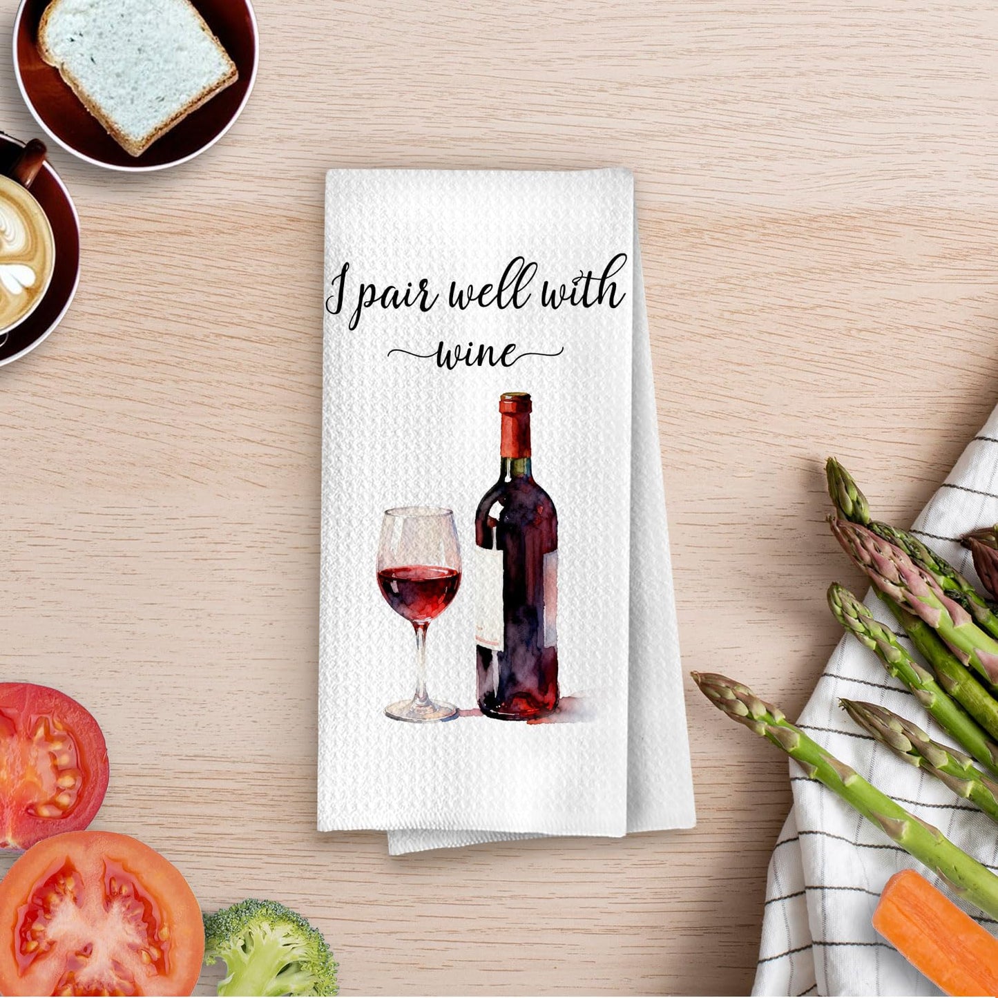 Funny Wine Kitchen Decor - Wine Gifts Waffle Dish Towels for Kitchen, Hostess Gifts Hand Towels, Housewarming Gift Tea Towel, 16x24 Inch BST220