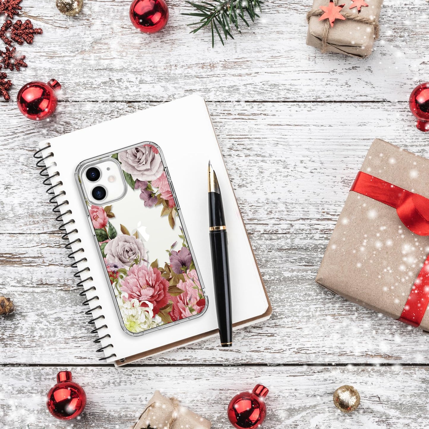 bicol for iPhone 12 Pro Max Case with Screen Protector and Camera Lens Protector - Fashionable Flower Floral Designs for Women Girls - Shockproof Acrylic Clear Phone Cover 6.7" - Blooming Flowers WN420
