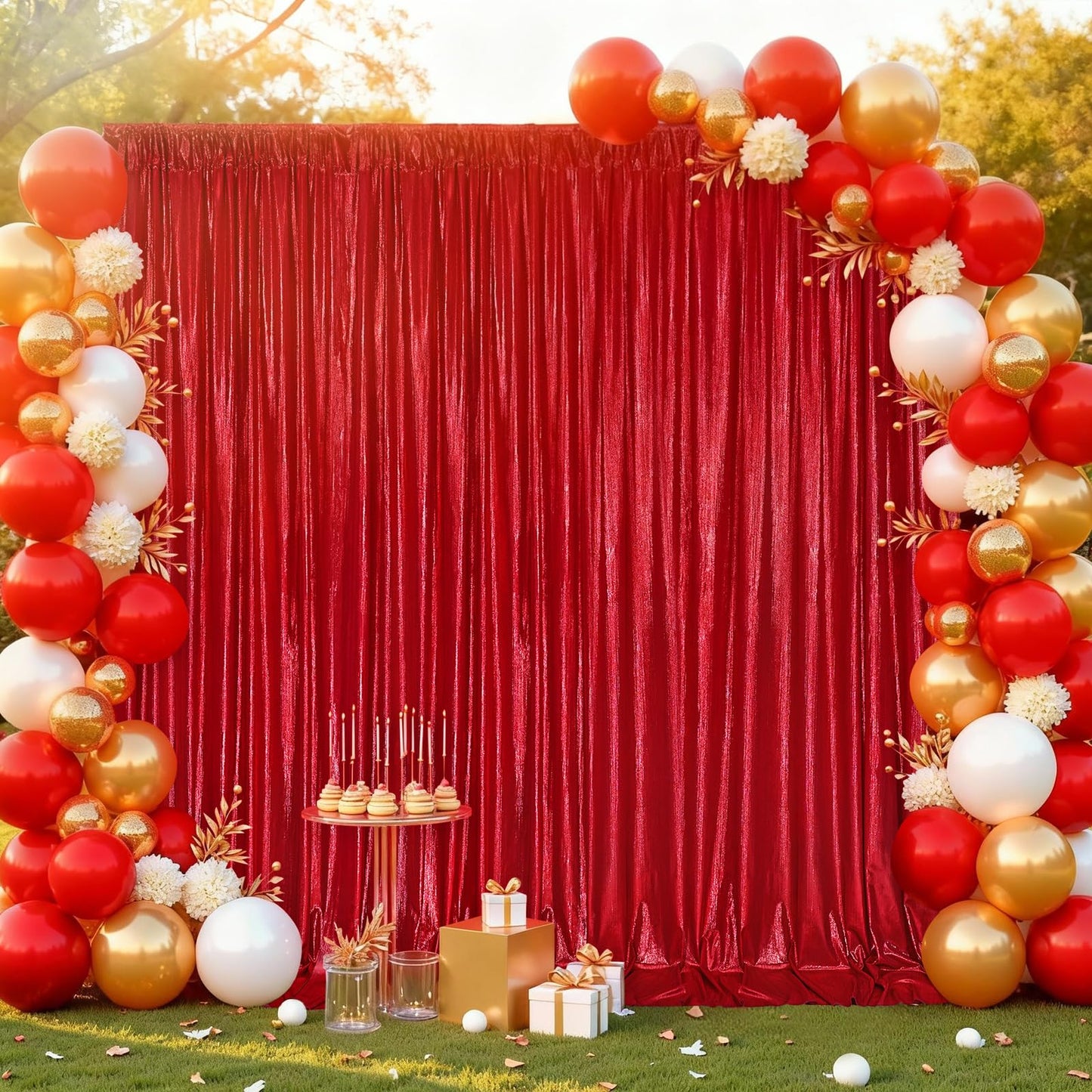 Gold Backdrop Curtains for Birthday Party: 4.8ftx8ft Sequin Background Baby Shower Curtain Drapes for Graduation Arch Backdrop WN420