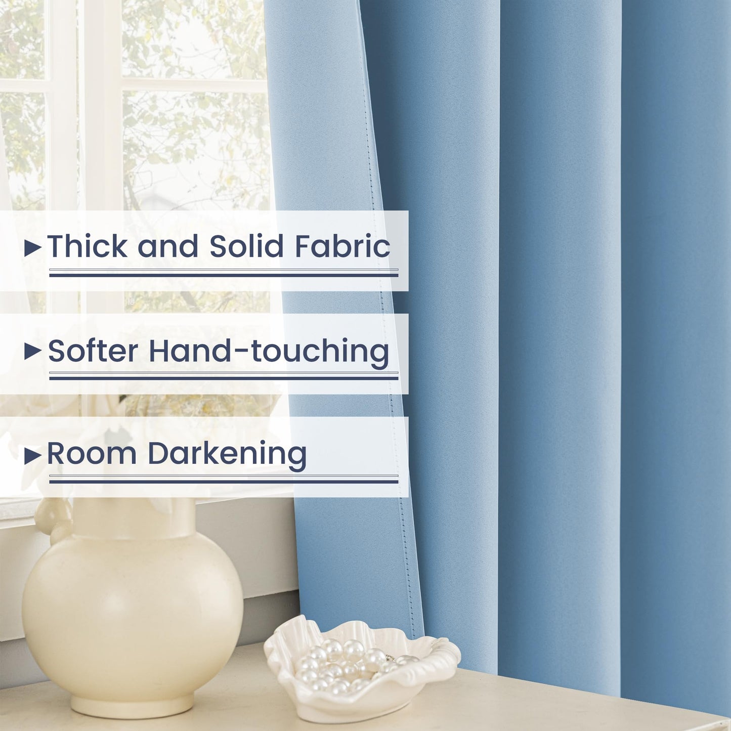 Extra Long Blackout Curtains, 12ft Room Darkening Grommet High Ceiling Drapes, 2 Story Curtains for Living Room(1 Panel, Navy, 52"x144") BST220