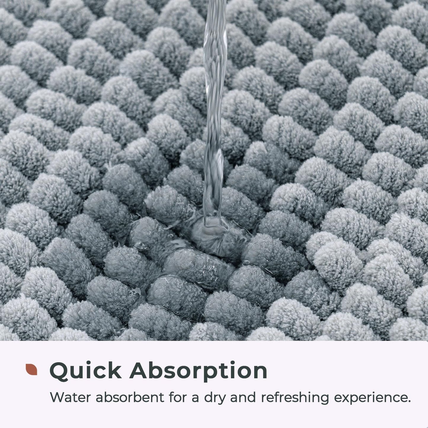 FRESHMINT Chenille Bathroom Rugs Mat 24"x17", Non-Slip Bath Mat for Bathroom Floor & Bathtub, Washable Soft Shower Shag Bath Rugs, Fluffy Thick Water Absorbent Microfiber Shower Mat, Sage Green BST220