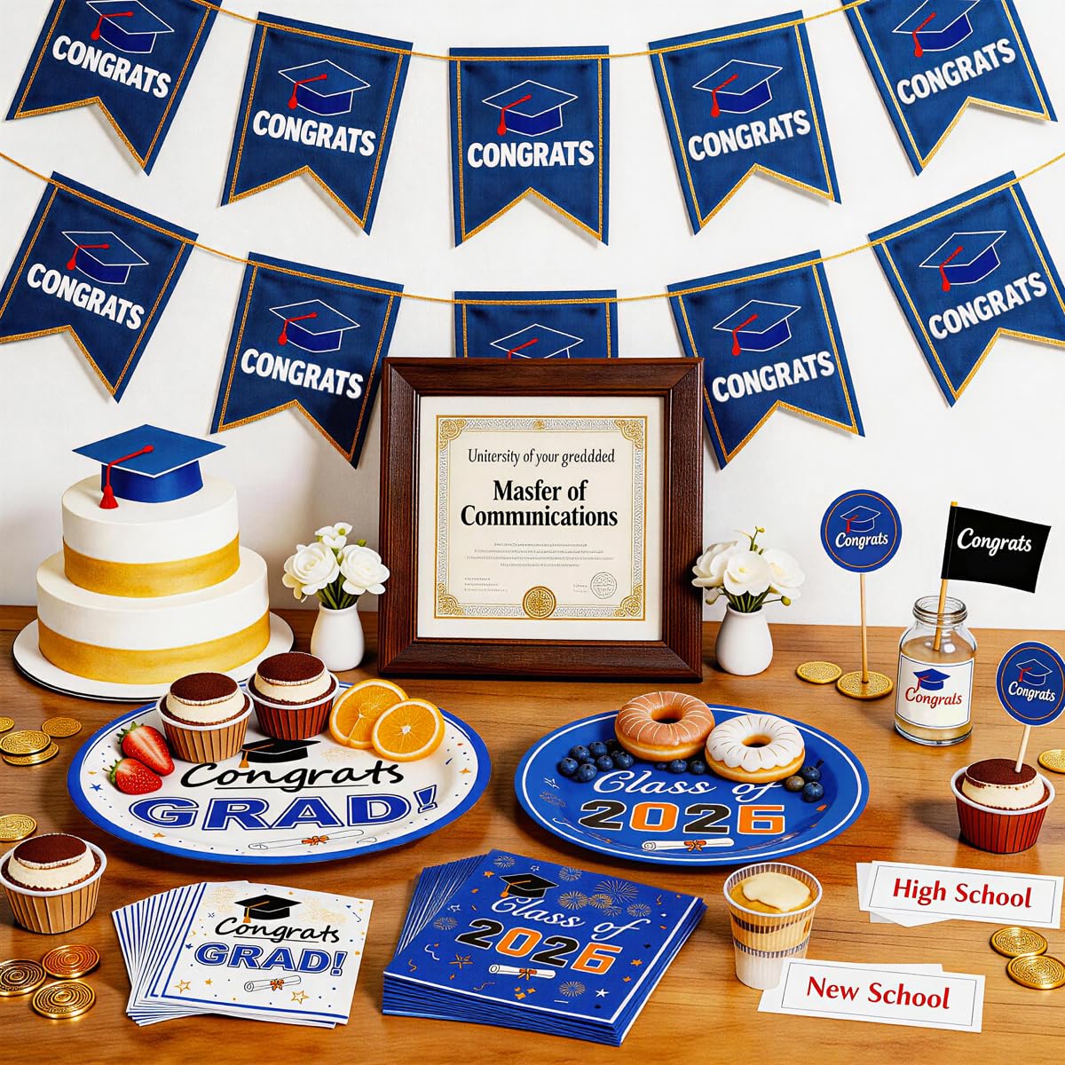 2026 Graduation Plates and Napkins, 320 PCS, Serves 80 | Disposable Class of 2026 tableware set for graduation parties, ceremonies and school celebrations BST202