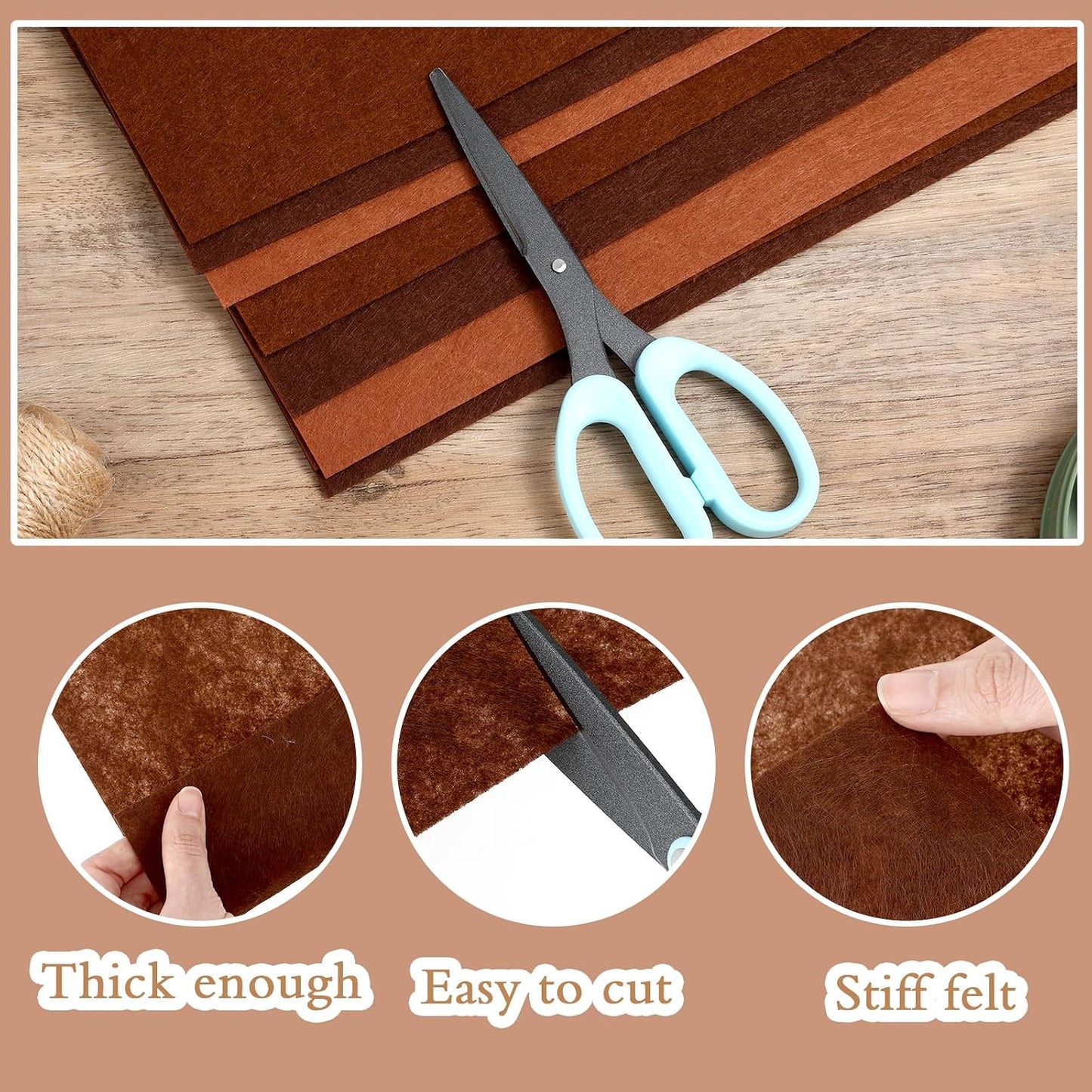 Brown Felt Sheets 18 Pcs Felt Fabric Sheets Brown Felt Soft Felt Sheets Felt Fabric for Crafts DIY Craft Sewing Patchwork Art Projects 3 Colors 11.81 x 7.87 Inch WN420