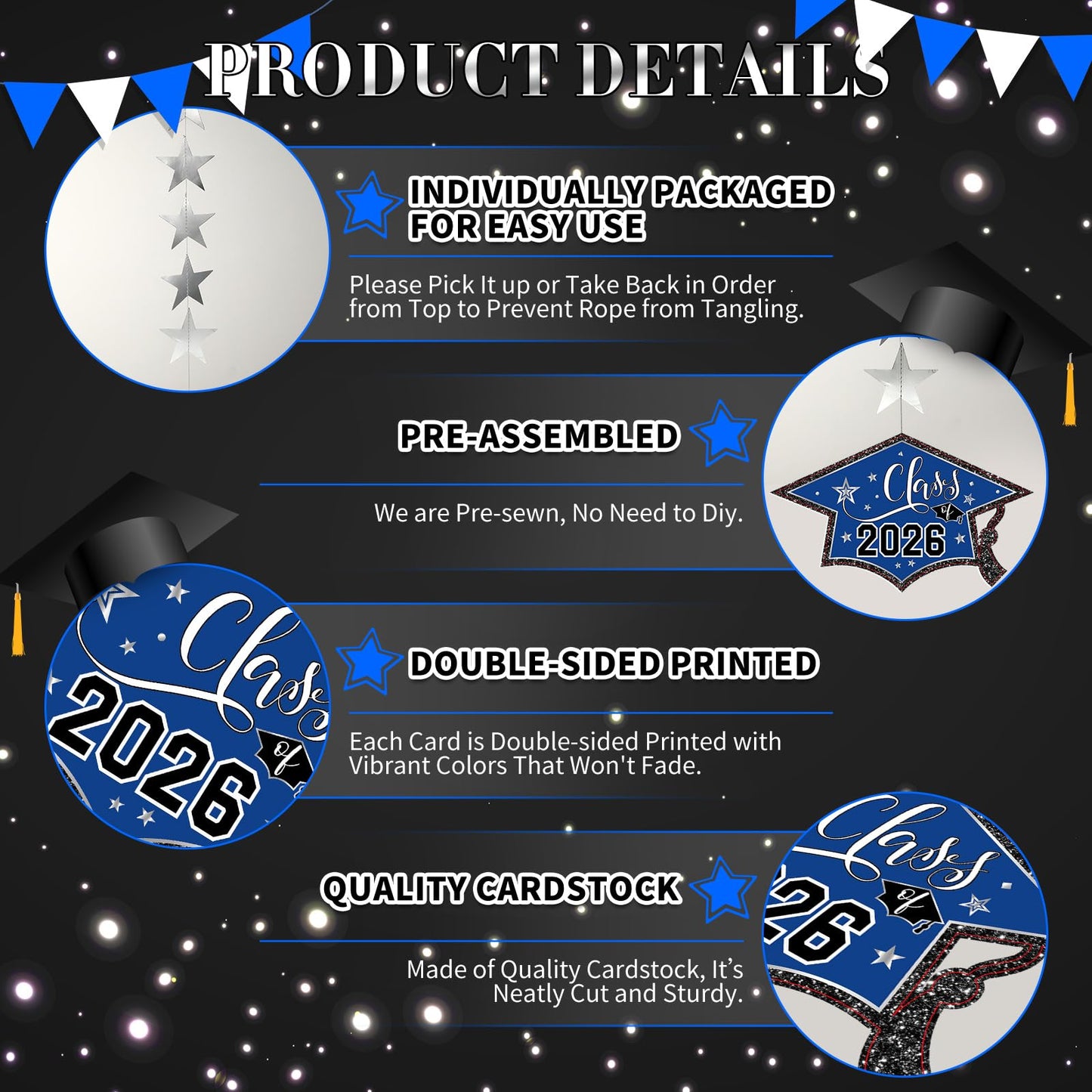 Yisong 14 Pcs Graduation Garland Class of 2026 Graduate Decoration Diploma Hat Star Congrats Garland Banner Congrats Grad Streamers Backdrop for Graduation Party Supplies College Grad Decor(Red) BST202