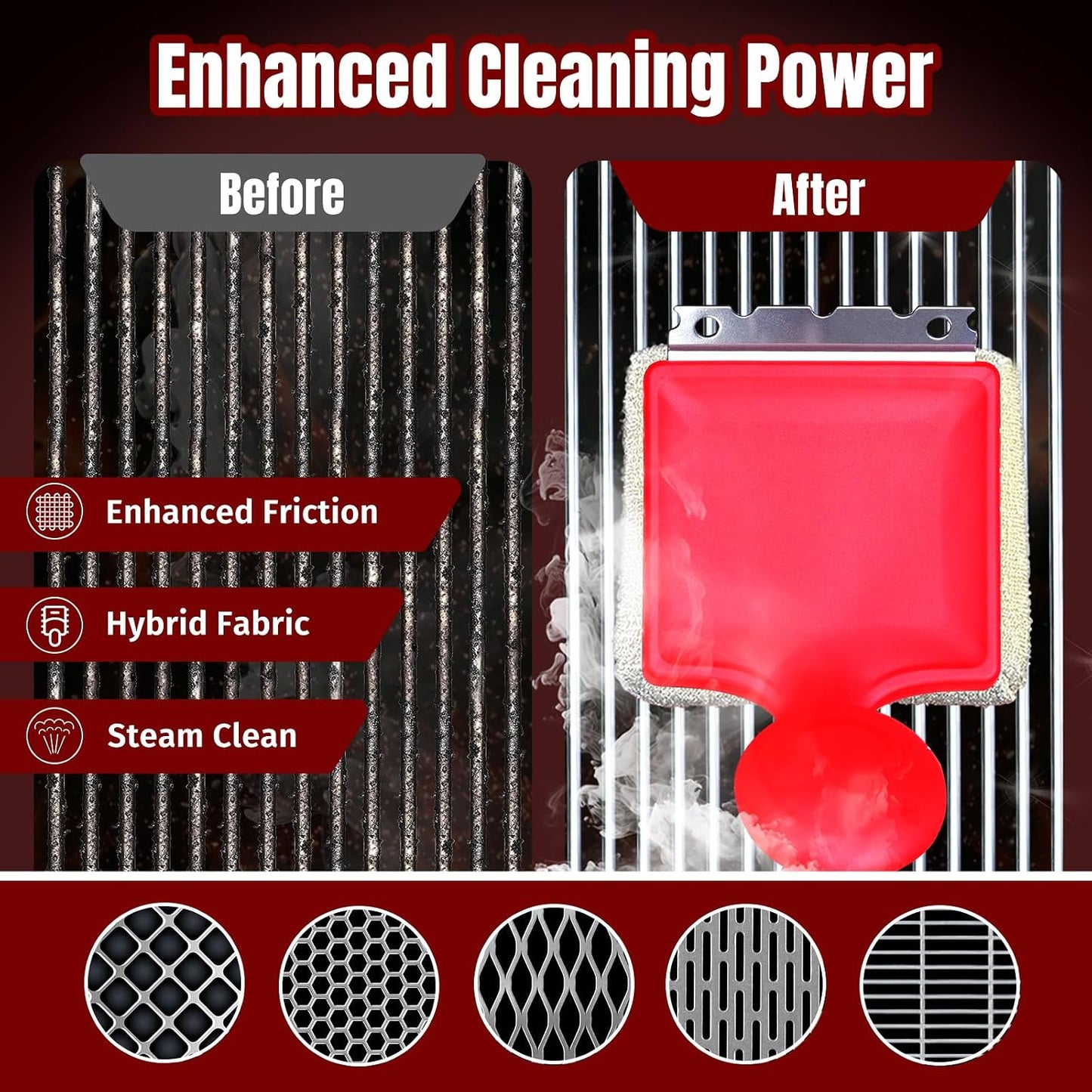 SHINESTAR Grill Brush for Outdoor Grill with 2 Replacement Heads - Cleaning BBQ Grill Brush and Scraper, Grill Brush Bristle Free with Non Metal Bristles, 3-Piece Set for Weber Traeger Grates WN420