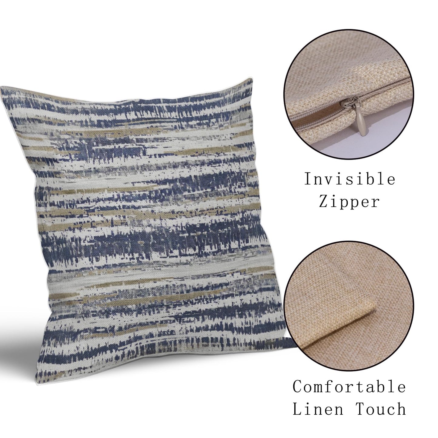 Navy Blue Grey Gray Pillow Covers 18x18 Set of 2 Abstract Plaid Pattern Decorative Outdoor Pillowcases Farmhouse Throw Cushion Case Couch Sofa Bed Decor BST220