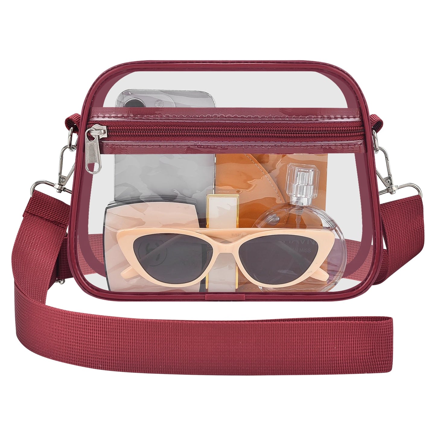 Clear Bag for Stadium Events Stadium Approved Women's Top-Handle Handbags | Mini Small Clear Bag Purse with Wide Adjustable Strap and Front Pocket for Sports Concerts, Festivals BST202