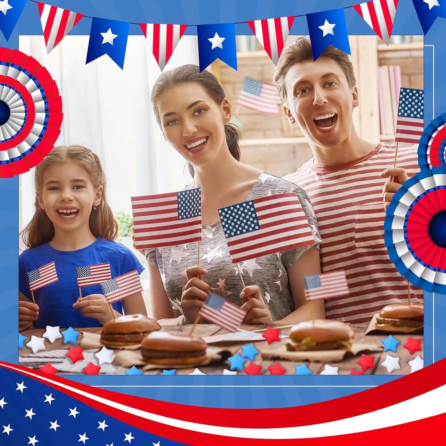 Weysat 150 Pcs Red White and Blue Stars Memorial Day Patriotic Vase Filler Decorations 250th Anniversary Independence Day Table Centerpieces 4th of July Resin Table Scatter (0.8 Inch) BST326L