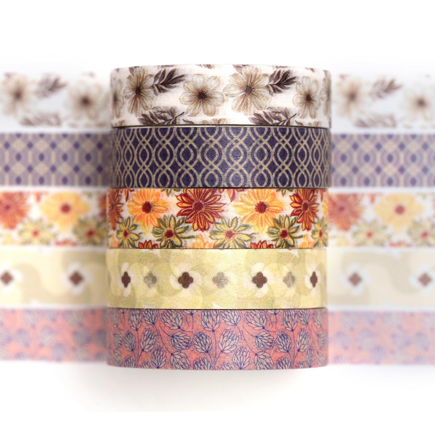 Fantasy Washi Tape Set - 5 Rolls Texture Arts Adhesive Tapes Basic Patterns Decorative Masking Tape Sets for Craft, Kids, Scrapbook, DIY, Gift Wrapping (10-Modern Mosaic) BST220