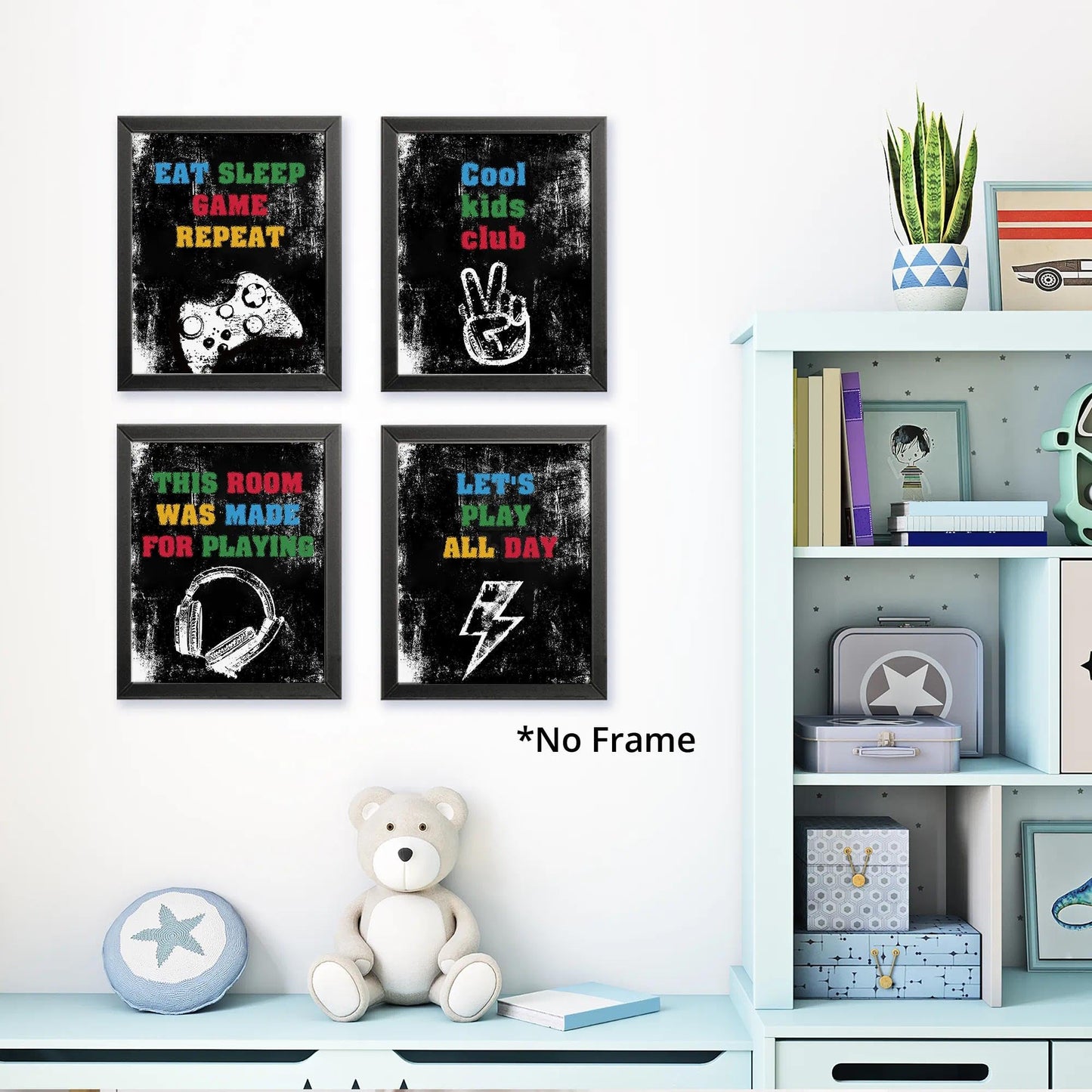 Retro Video Game Gaming Poster Prints for Home Boys Room Playroom Decor,Black And White Video Game Decorations Prints Wall Art Unframed 4pcs 8x10inches,Gift for Gamer Boys Gaming Love (8×10 inc) BST220