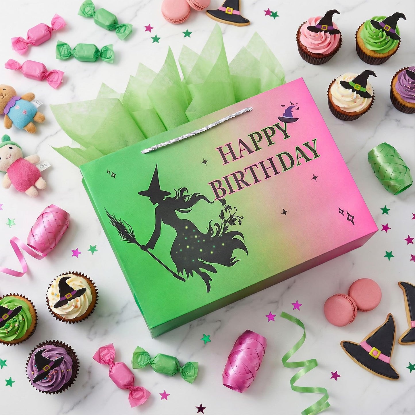 Kecorax Birthday Gift Bag for Women, 14" Large Birthday Bags Set for Girls with Tissue Paper, Card and Ribbons, Suitable for Birthday-themed Parties BST220