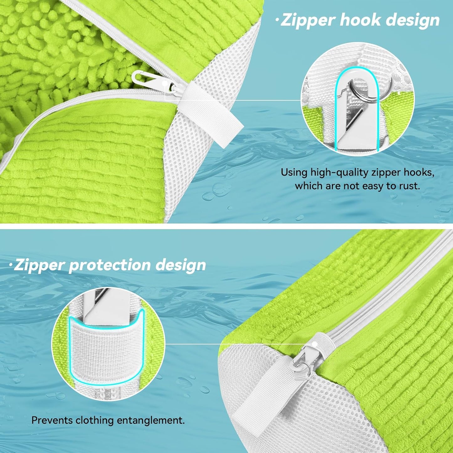 Shoe Washing Machine Bag, 2 Pack Green Shoe Bag for Washing Machine for Sneakers with Safety Hook Zipper, Reusable Shoe Laundry Bags BST326H