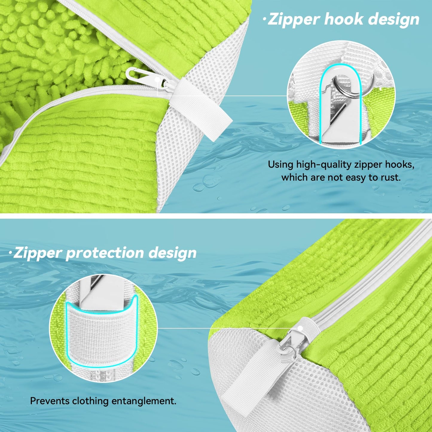 Shoe Washing Machine Bag, 2 Pack Green Shoe Bag for Washing Machine for Sneakers with Safety Hook Zipper, Reusable Shoe Laundry Bags BST326H